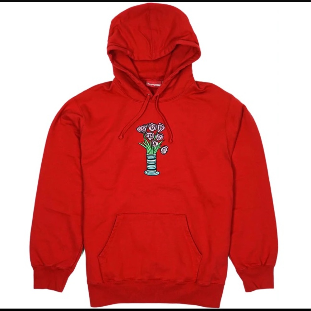 Supreme Red Flowers hoodie
